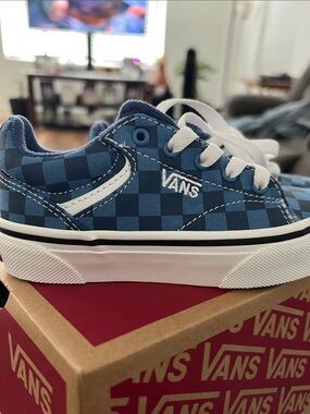 Vans Seldan Blue Checkerboard Low Top Sneakers